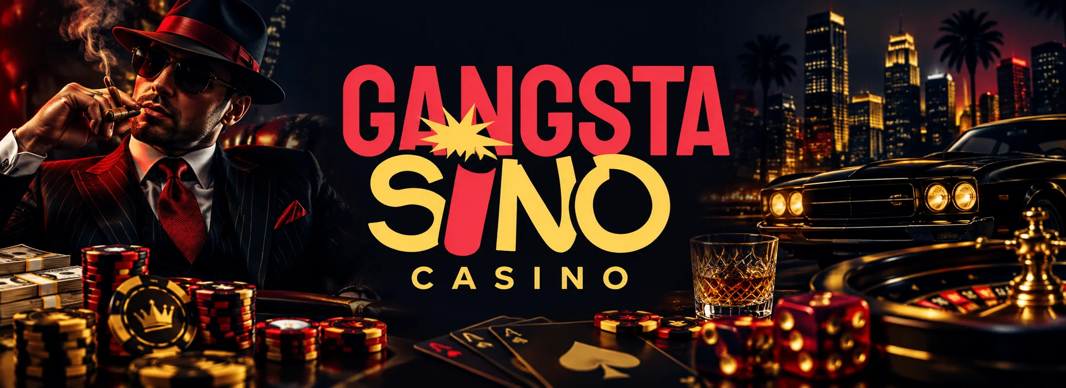 GangstaSino Casino Banner mit Willkommenspaket 1.500 € und 250 Freispielen